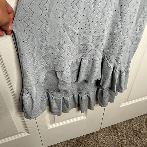 Ronny Kobo Florence Baby Blue Knit High-Low Ruffle Dress Women's Size Large L - Picture 5 of 9